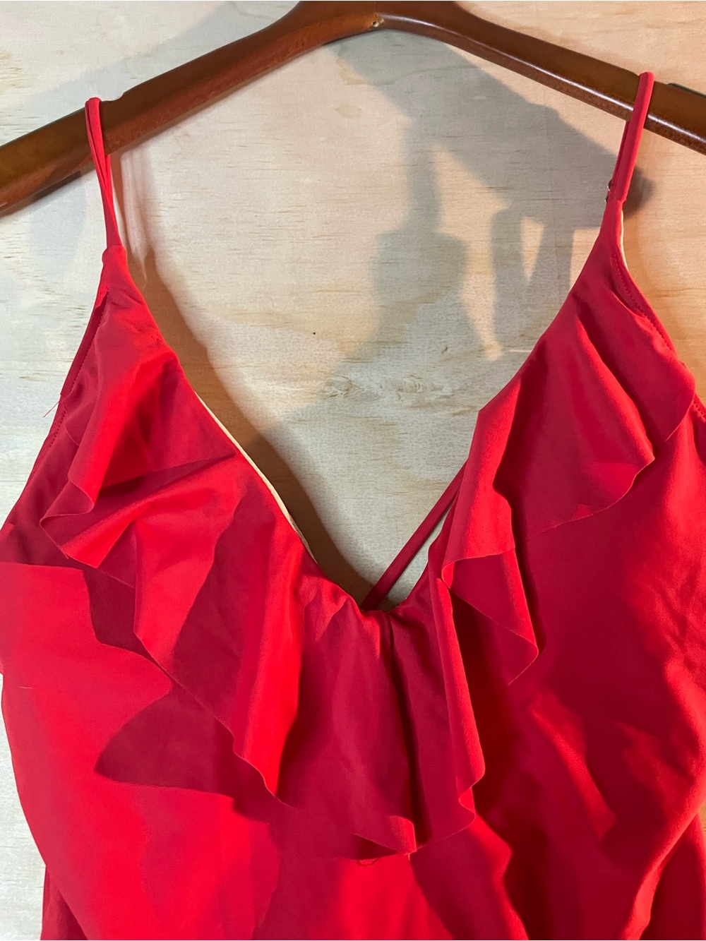 Red Ruffle One-Piece Swimsuit - Picture 3 of 5